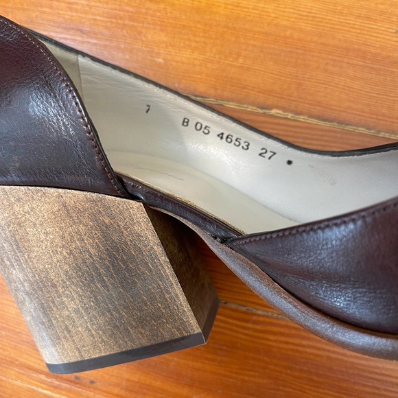 Robert Clergerie Peep Toe Wooden Block Heels Brown Size 37 - Picture 10 of 10